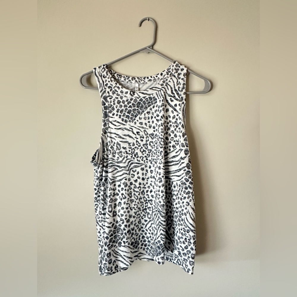 Z Supply Black and White Animal Print Tank Top